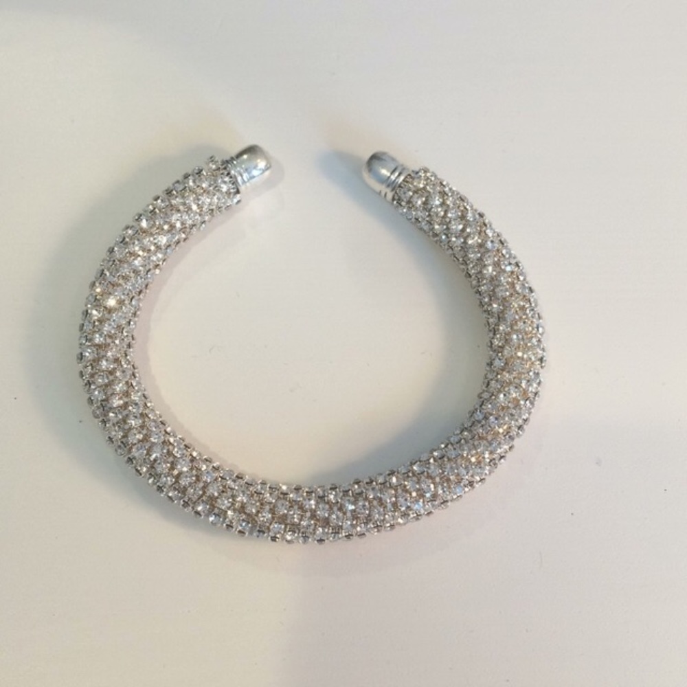 RESTOCKED! 🔥 Silver Pavé Crystal Rhinestone Cuff - Picture 3 of 5